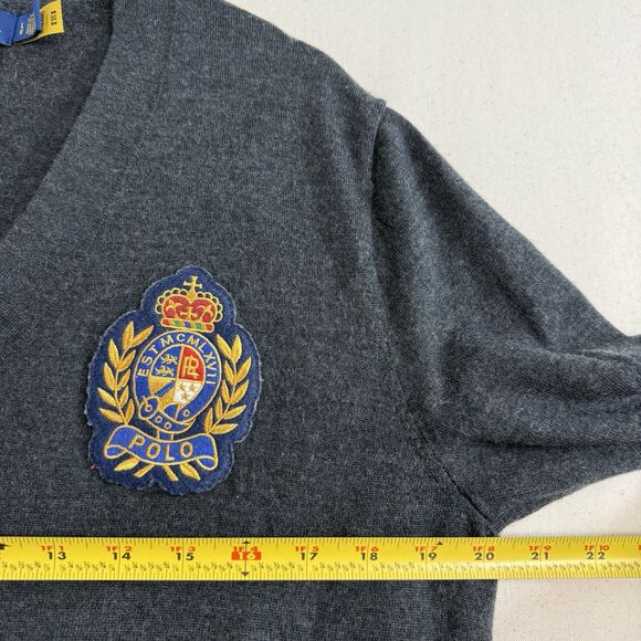 Polo Ralph Lauren Women's Washable Merino Wool Cardigan -Embroidered Patch Large - Picture 6 of 8